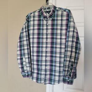 J. Crew Flex Washed Men's Plaid Button-Down Shirt Cotton XXL long Sleeve